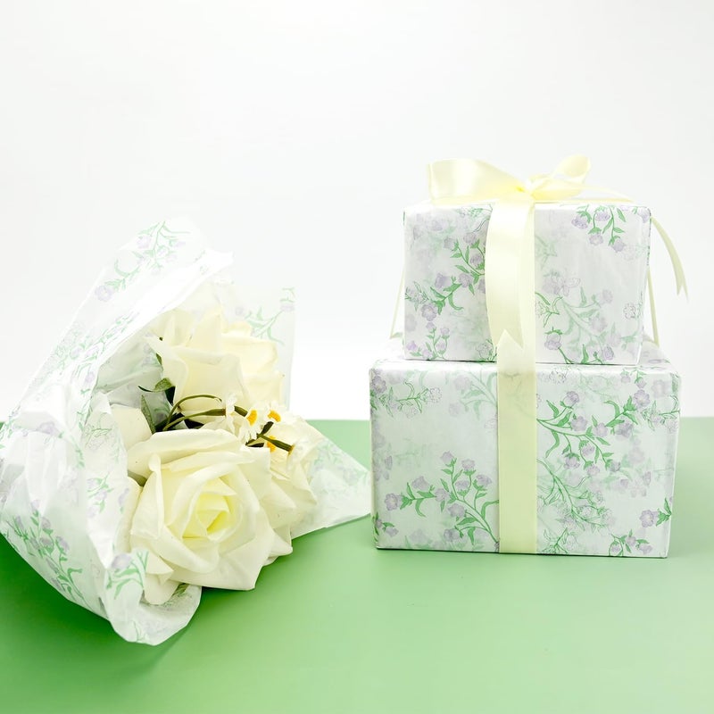 TINYFUTURE 100 Sheets Flower Gift Wrapping Tissue Paper Recyclable Greenery Botanical Packaging Bag for Wedding Birthday Showers Art Craft Party Favor Decoration - Image 2